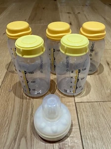 Medela 5 x 150ml Breast Milk Storage Bottles & 1 Calma Teat bundle - Picture 1 of 2