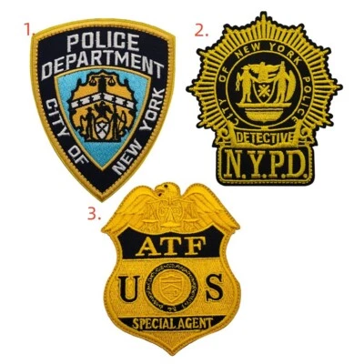 Embroidered Department of US Police ATF NYPD Hook Loop Patch DIY Emblem Badge - Image 1 of 2