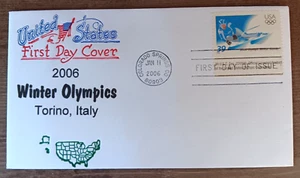OLYMPIC WINTER GAMES SKIING TURIN ITALY 2006 ARTOPAGE CACHET FDC TAB SINGLE UNAD - Picture 1 of 1