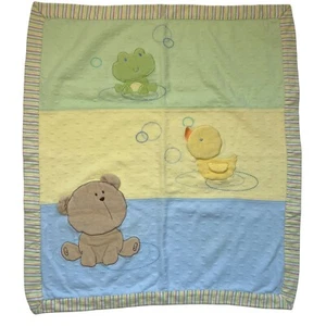 Carter's Bear Duck Frog Blue Yellow Green Reversible Baby Blanket Carters Lovey - Picture 1 of 16
