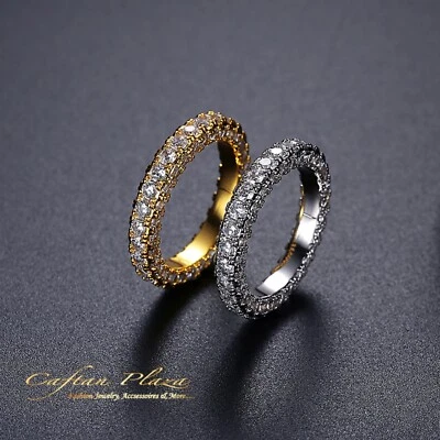 Anillo para mujer blanco o oro de 18 quilates plt. Con circonita cúbica AAA Foto 1 de 4