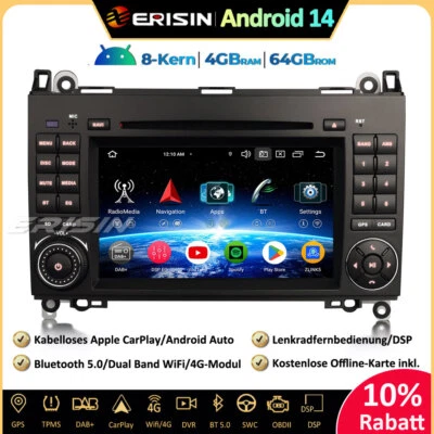 Android 14 Autoradio GPS Mercedes A/B Klasse W169 W245 Sprinter Viano VW Crafter - Bild 1 von 4