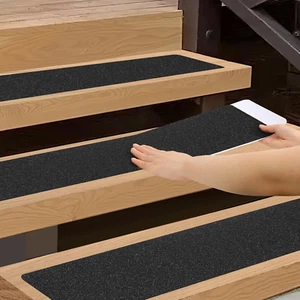 Outdoor Stair Treads Non Slip Strips 5 Pack 6” X 24” Anti Slip Grip Tape Black - Picture 1 of 11