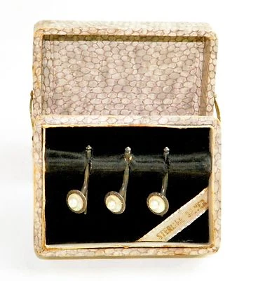 STERLING PEARL STUD Boxed Set Vintage 1930's - Image 1 of 4