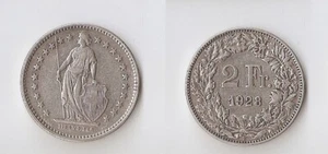 SWITZERLAND  2 francs 1928 High grade!!! - Picture 1 of 1