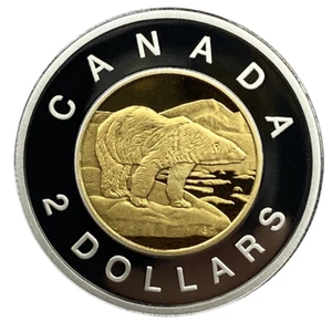 Canada 1997 Toonie - 24kt Gold Inlay - Sterling Silver Proof Coin!! - Picture 1 of 2