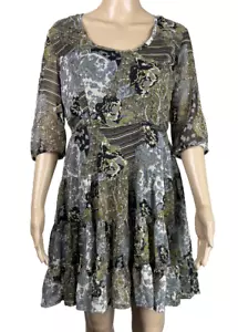 ISHKA Dress Lined Chiffon Rara 3/4 Sleeves Made In India BNWT Size S - Bild 1 von 12