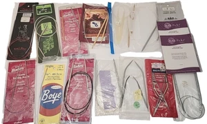 17 Circular Knitting Needles Huge Mixed Lot Japan Bates Bernat Steel Bamboo Knit - Picture 1 of 12
