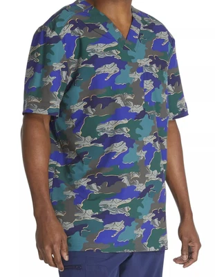 Men Multicolor Dickies EDS Scrubs Top For V-Neck Print DK866 size XS - Image 1 of 4