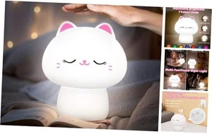 Cat Night Light for Kids-10 Colors Cute Lamp, 1200 mAh Dimmable Lamp, Silicone - Picture 1 of 7