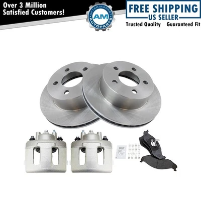 Передние тормозные суппорты колодки и роторы подходят для Jeep Cherokee 97-06 Wrangler 1999-2001 годов выпуска - Изображение 1 из 4