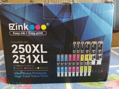 EZink Ink Cartridges PGI250XL, CLI251XL (15 Pack) All Sealed FREE SHIPPING LOOK! - Image 1 of 4