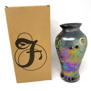 Vaso in vetro Fenton Cowboy Ghost Rider dipinto a mano da S. Waters negli USA con scatola - Foto 1 di 16