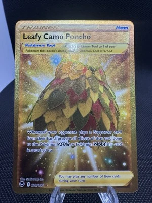 Pokémon TCG Leafy Camo Poncho 214/195 Silver Tempest Gold Secret Rare NM - Image 1 of 2