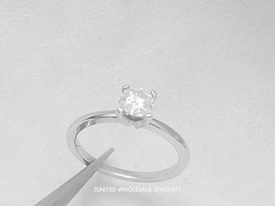 0.60ct Genuine Natural Diamond Solitaire Engagement Ring In Solid 14K White Gold - Image 1 of 4