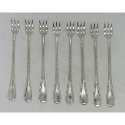 Horquillas de cóctel Rogers & Son Eight 1906 Wm 6 3/8" plato plateado con cuentas Essex Foto 1 de 4