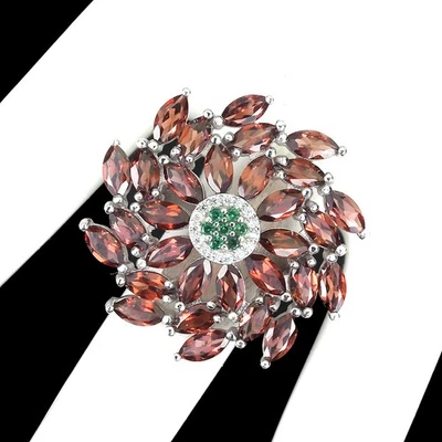 925 Sterling Silver Ring Marquise Mozambique Garnet 6x3mm Gemstone Jewelry - Image 1 of 4