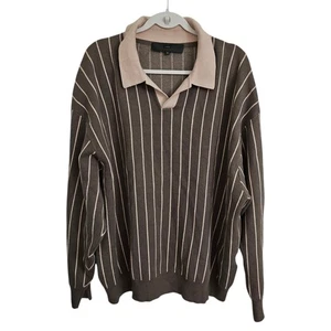 Kith 101 Nelson Polo Sweater Mens XL Dock Brown Striped Pullover Knit Longsleeve - Picture 1 of 9