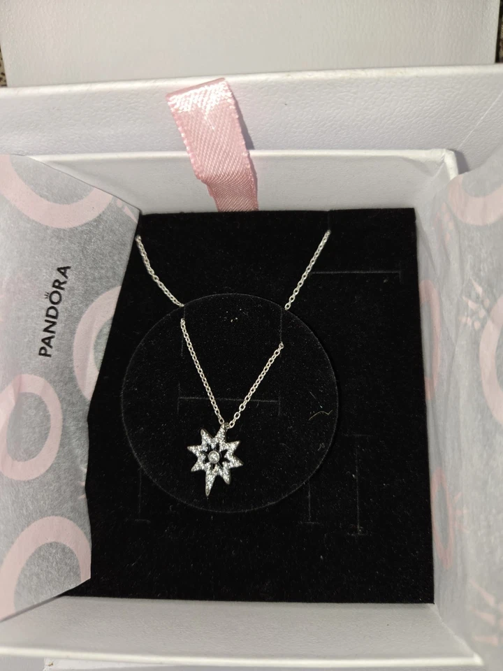 Pandora Plata Estrella del Norte Colgante Collar Plata de Ley 925 Foto 1 de 4