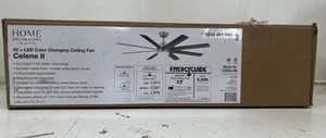 Home Decorators Celene 62in. LED Indoor/Outdoor Brushed Nickel Ceiling Fan *READ - Picture 1 of 4