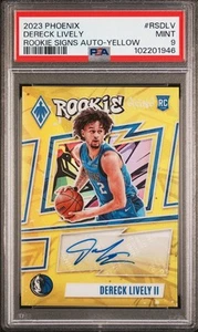Dereck Lively PSA 9 Auto 2023 Panini Phoenix Rookie Signs Yellow Mavericks /35 - Picture 1 of 2