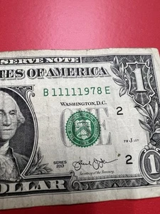 Fancy Serial Number $1 2013 B 11111978 E DOB Nov 11 1978 - Picture 1 of 9