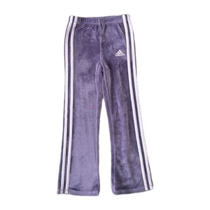 Adidas Small Girls Purple Velour Flare Leg Pants Size 5 MSRP $35 - Picture 1 of 5