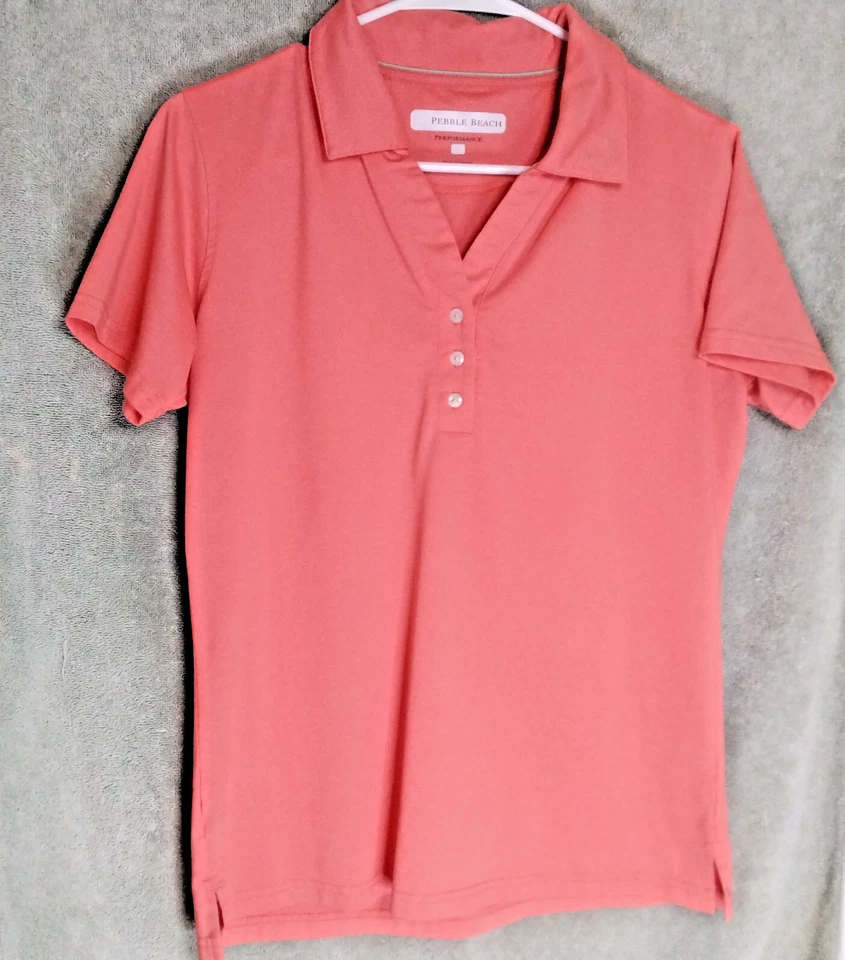 Camisa Polo Pebble Beach Para Mujer Talla M Naranja Manga Corta Rendimiento Top Foto 1 de 4