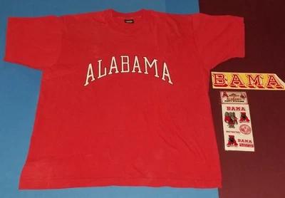 UNIVERSITY OF ALABAMA CRIMSON TIDE FOOTBALL VTG 1970S DECAL STICKER S & T SHIRT  - Image 1 of 4