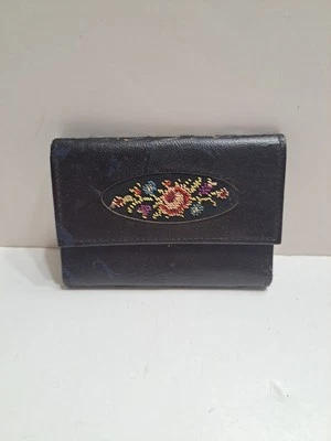 Carteira vintage pequena preta com acabamento mini couro Áustria - Imagem 1 de 4