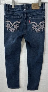 Levi's 710 Jeans Girls 6 REG Super Skinny Stretch Denim Adj Waist Embroidery - Picture 1 of 11