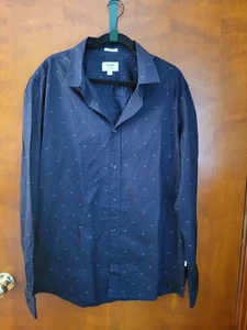 Julian & Mark Geometric Print Bitton Up Longsleeve Dress Shirt Navy Size XLT - Picture 1 of 4