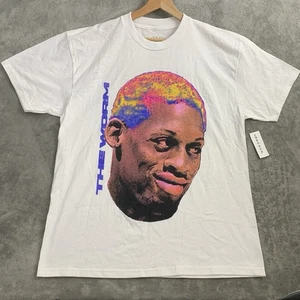 Rodman Apparel Shirt Men Large Worm Big Head White Tee Basketball Y2K Dennis NBA - Picture 1 of 7