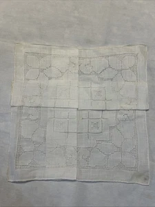 Vintage Linen Drawnwork Wedding Handkerchief Bride Pulled Thread Cottage Core - Picture 1 of 5