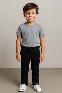 Boys Kids Slim Fit Jeans Black by Zaraleter - Picture 1 of 4