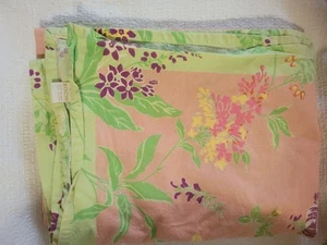 XOCHI Tablecloth 100% Cotton 60”X84” Peach Green Purple Floral - Picture 1 of 10