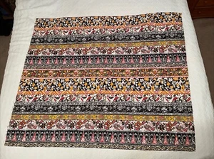 Batik Stripe Fabric Green Gold Black White Red Flowers Stripes 47” X 41” Wide - Picture 1 of 9