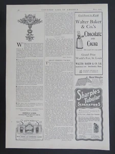 Litografía 1905 9x13 Panadero Chocolate, Caña y Bartón Peltre Anuncios 2 caras - Imagen 1 de 2