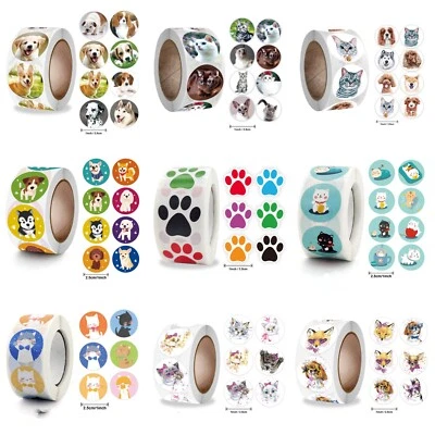 Puppy Dog Cat Paw Print Stickers Self-Adhesive Label for Envelope Packaging Gift - Image 1 of 4