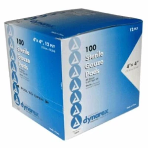 Dynarex Sterile Gauze Pads Peel-Down Pouch 4 Inch x 4 Inch 12 Ply 100 ct 12 Pack - Picture 1 of 1