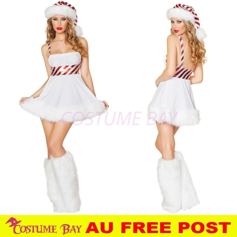 Xmas Dress Hat Boot Covers White Holiday Parties Christmas Santa Sexy Costume - image 1 of 1
