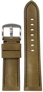 Banda de Reloj de Cuero Vintage 20 mm Panatime Sand Envejecido con Costuras Negras - Imagen 1 de 1