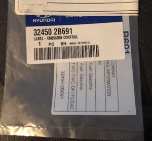 KIA 324502B691 GENUINE OEM EMISSION Control LABEL - Picture 1 of 1