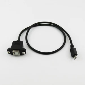 Micro USB 5 Pin Male Cable to USB 2.0 B Female Socket Printer Panel Mount 1.5ft - Picture 1 of 7