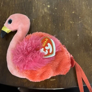 2018 TY Gear Beanie Boos GILDA Flamingo Boo Wristlet Coin Purse with Strap. - Picture 1 of 1