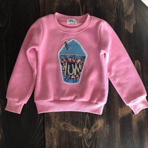 Lola + The Boys Slushy Rhinestone Drink Treat Sweatshirt Size 4 - Picture 1 of 8