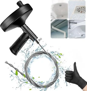Drain Snake Auger 33Feet Plumbing Hair Clog Removal Tool Heavy Duty Toilet Auger - Picture 1 of 7