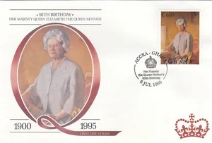 Queen Mother 95th Birthday Ghana FDC (a) 1995 (82736) - Picture 1 of 1
