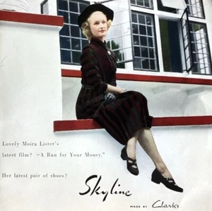 1949 Clarks Schuhe Skyline Mode Werbung - Film Schauspielerin Moira Lister - Bild 1 von 1