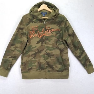Polo Ralph Lauren Camo Hoodie Youth Size L 14/16 Green Full Zip Large Print - Picture 1 of 10